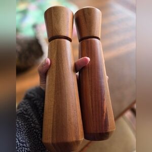 Elegant 11in Tall Acacia Wooden Salt and Pepper Shakers